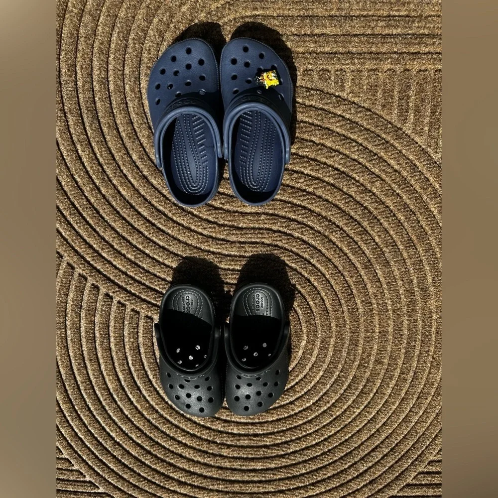 CROCS Bundle: 2 Kids Black Blue Clog Waterproof Play Shoe Slip on Washable Y2K